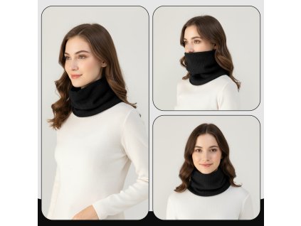 Pletený nákrčník s flísovou podšívkou Kono - čierny