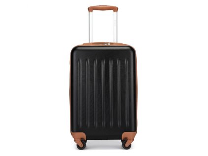 Ľahký kabínový ABS+PC kufor Kono - čierno-hnedý - 33 L
