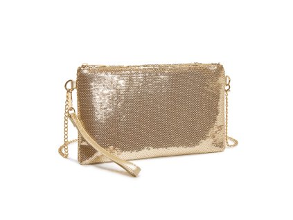 Elegantná večerná kabelka s flitrami - zlatá