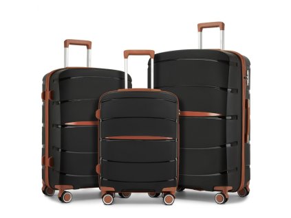 Sada troch cestovných PP kufrov Kono - 38/61/91 L - čierna