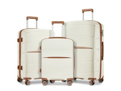 Sada troch cestovných PP kufrov Kono - 38/61/91 L - béžová