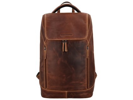 Kožený batoh Hide & Stitches Japura - 18,5 L - koňakový - 46x29x14 cm