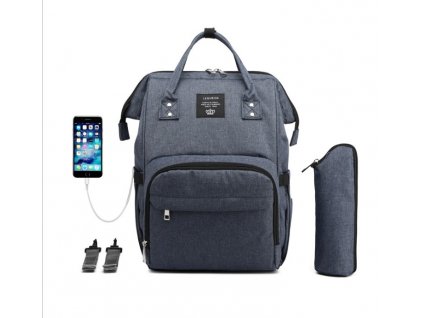 Multifunkčný batoh na kočík s USB portom - Navy
