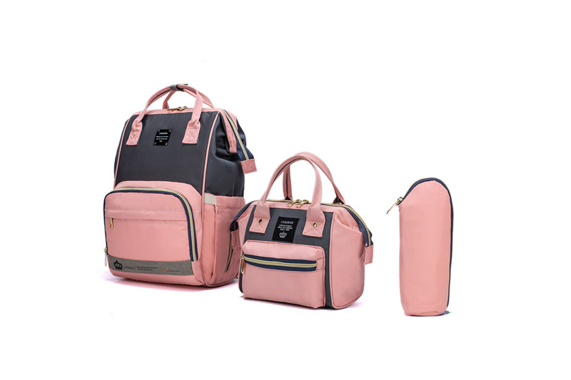 E-shop Multifunkčný set batoh a taška na kočík Lequeen - šedo-ružová