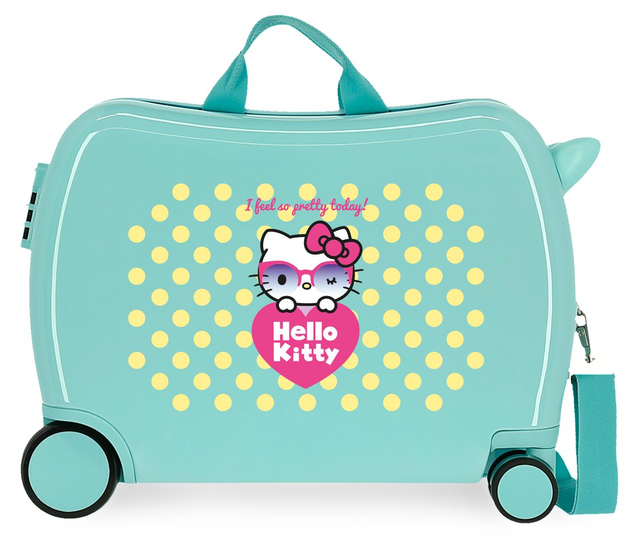 E-shop JOUMMABAGS Detský kufor na kolieskach - odrážadlo - Hello Kitty - Pretty Glasses
