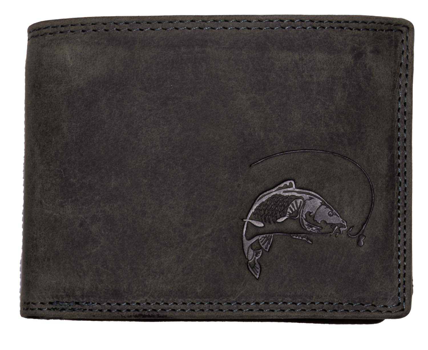 E-shop HL Luxusná kožená peňaženka s kaprom - čierna