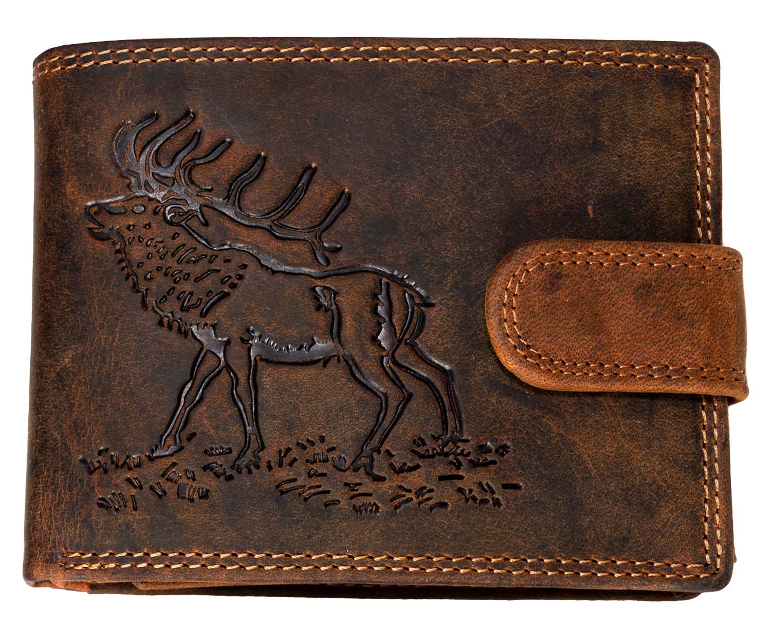 E-shop Wild Luxusná pánska peňaženka s prackou Jeleň - hnedá