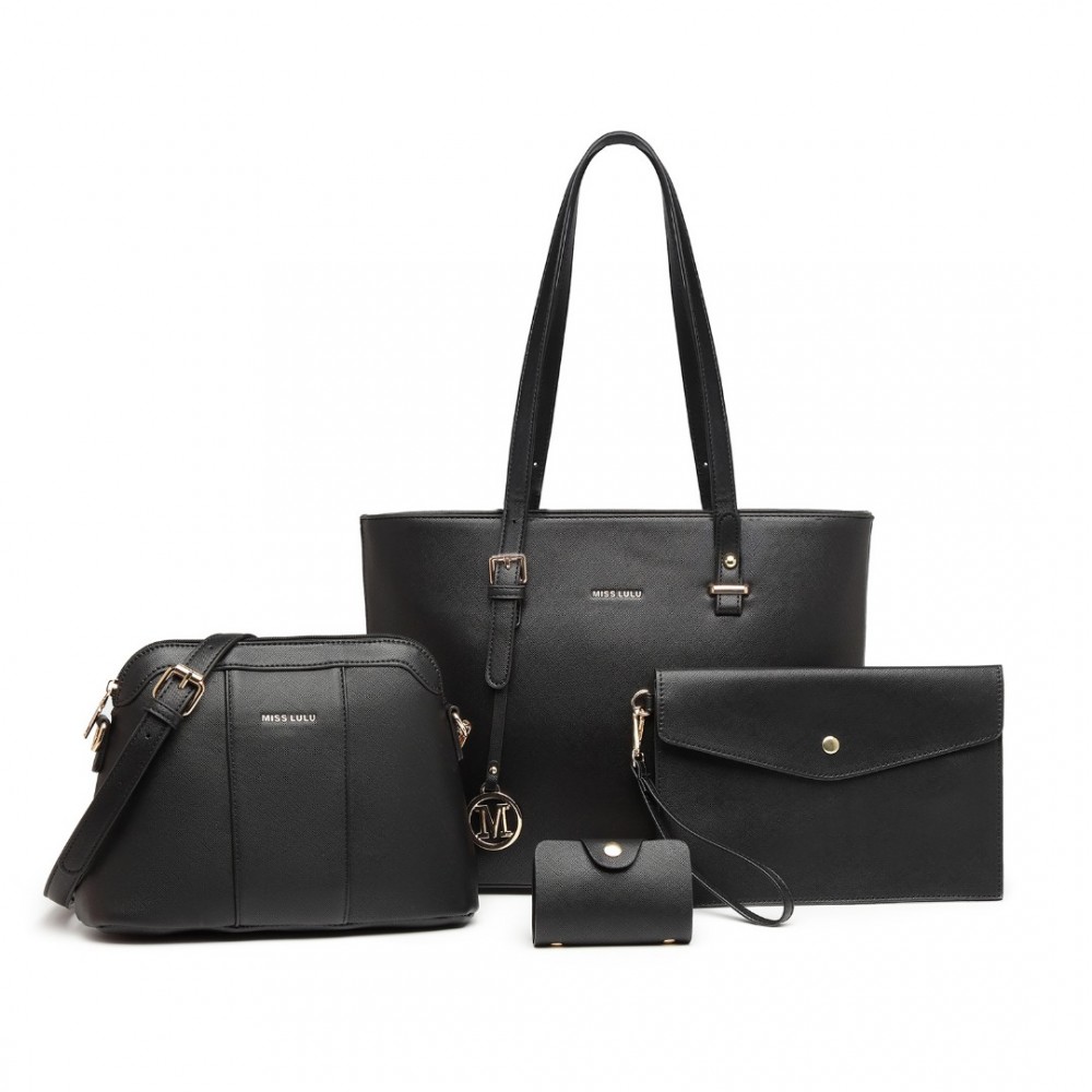 Set 4 produktov - biznis kabelka, crossbody kabelka, listová kabelka a dokladovka Miss Lulu čierny