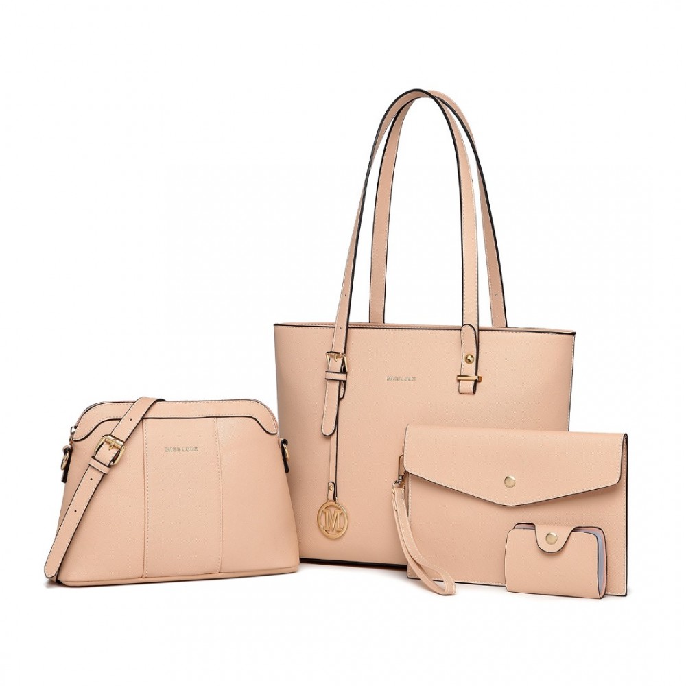 Set 4 produktov - biznis kabelka, crossbody kabelka, listová kabelka a dokladovka Miss Lulu béžový