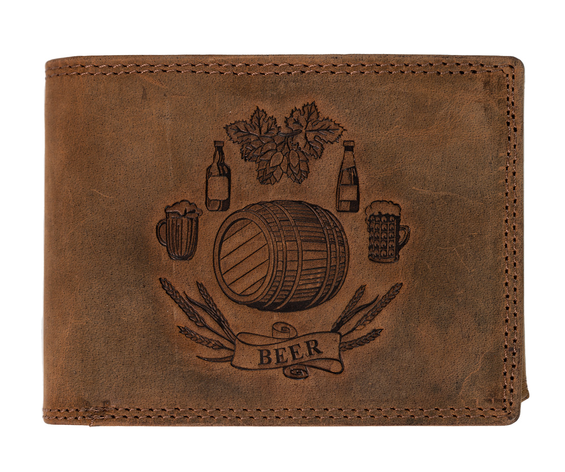E-shop HL Luxusná pánska kožená peňaženka BEER - hnedá