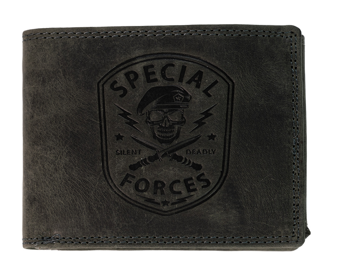 HL Luxusná pánska kožená peňaženka Special Forces - čierna