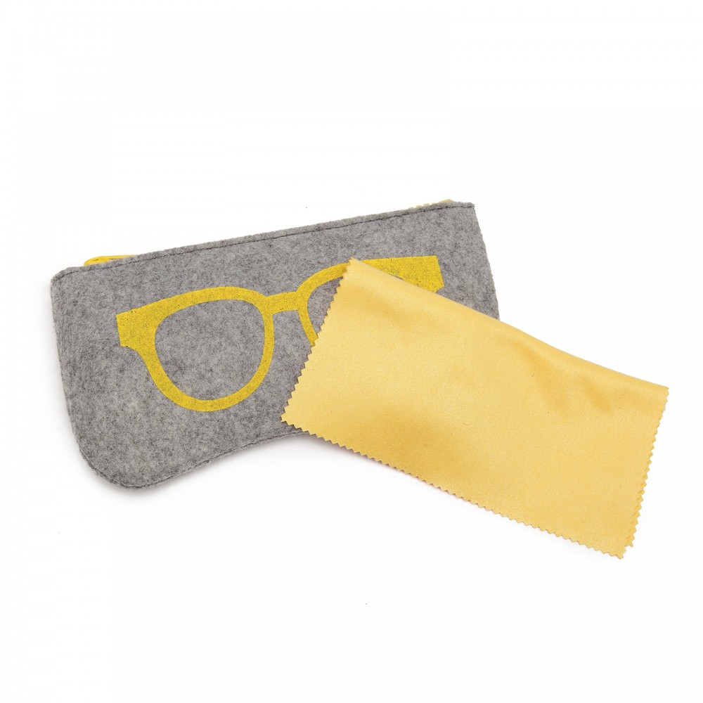 E-shop Filcový obal na okuliare KONO Glance - sivo žltý