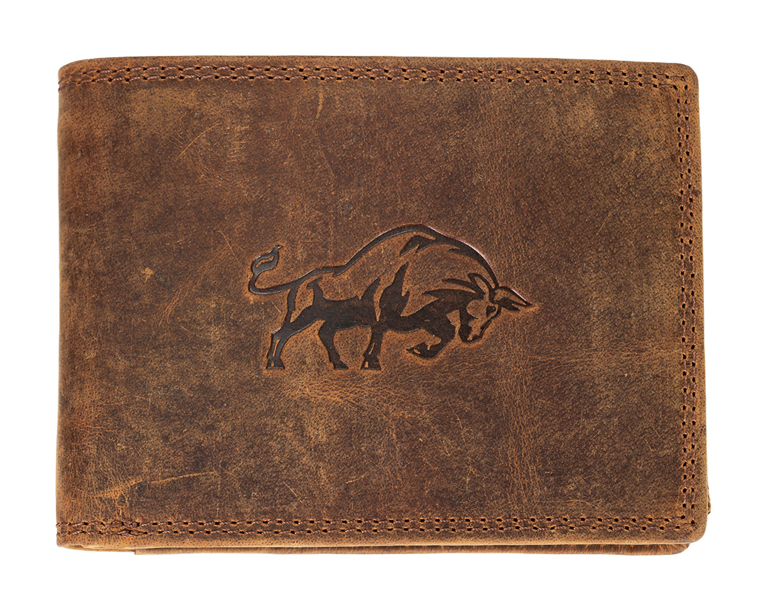 E-shop HL Luxusná kožená peňaženka s býkom - hnedá