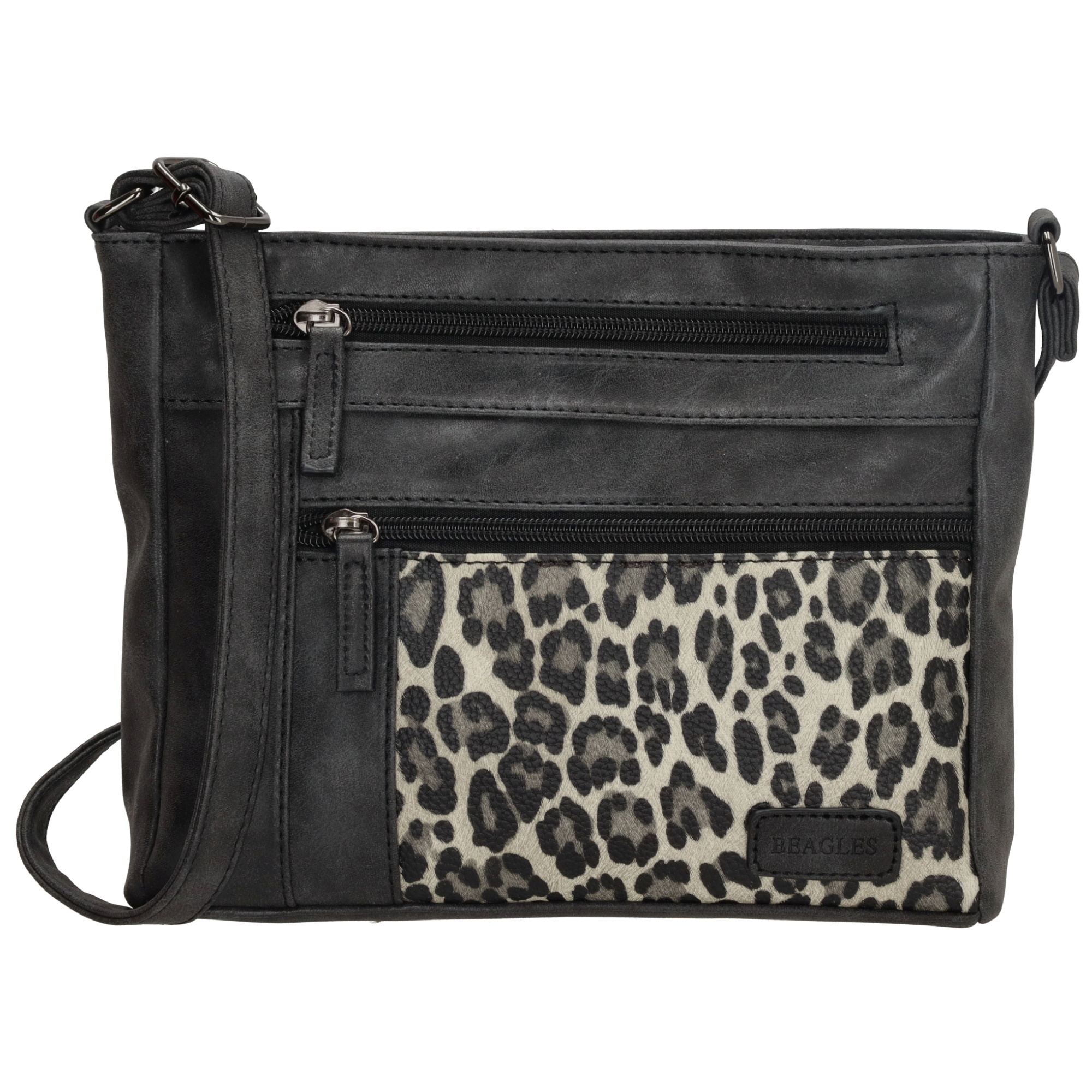 E-shop Dámska crossbody kabelka Beagles Brunete Animals - čierna - leopardí vzor