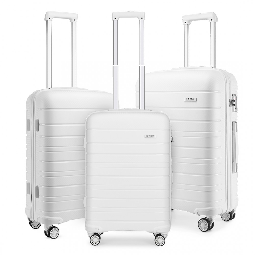 Sada troch cestovných kufrov Kono Elegant - biela 39 L / 70 L / 103 L