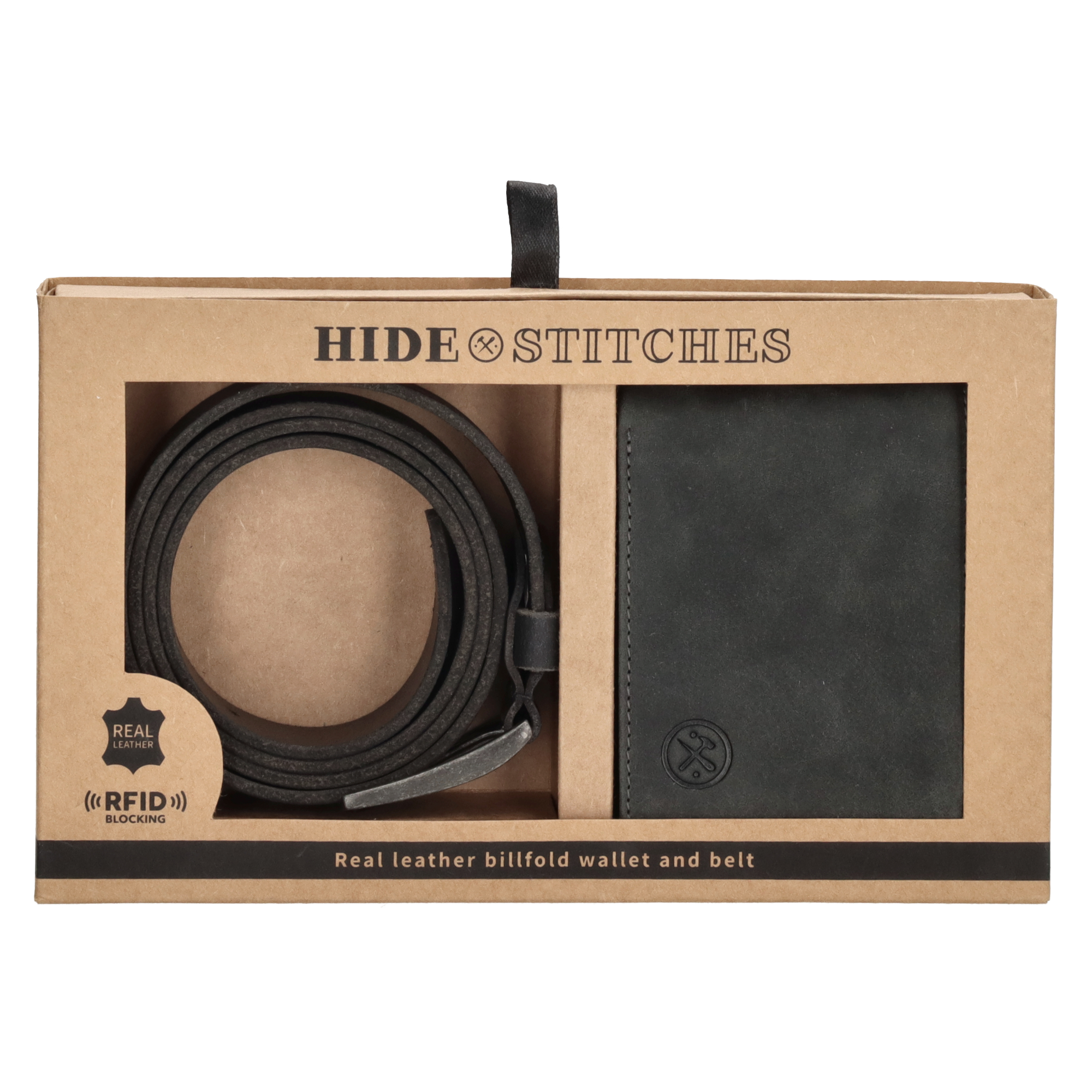 E-shop Darčekový set opasok a peňaženka Hide & stitches Idaho - čierny