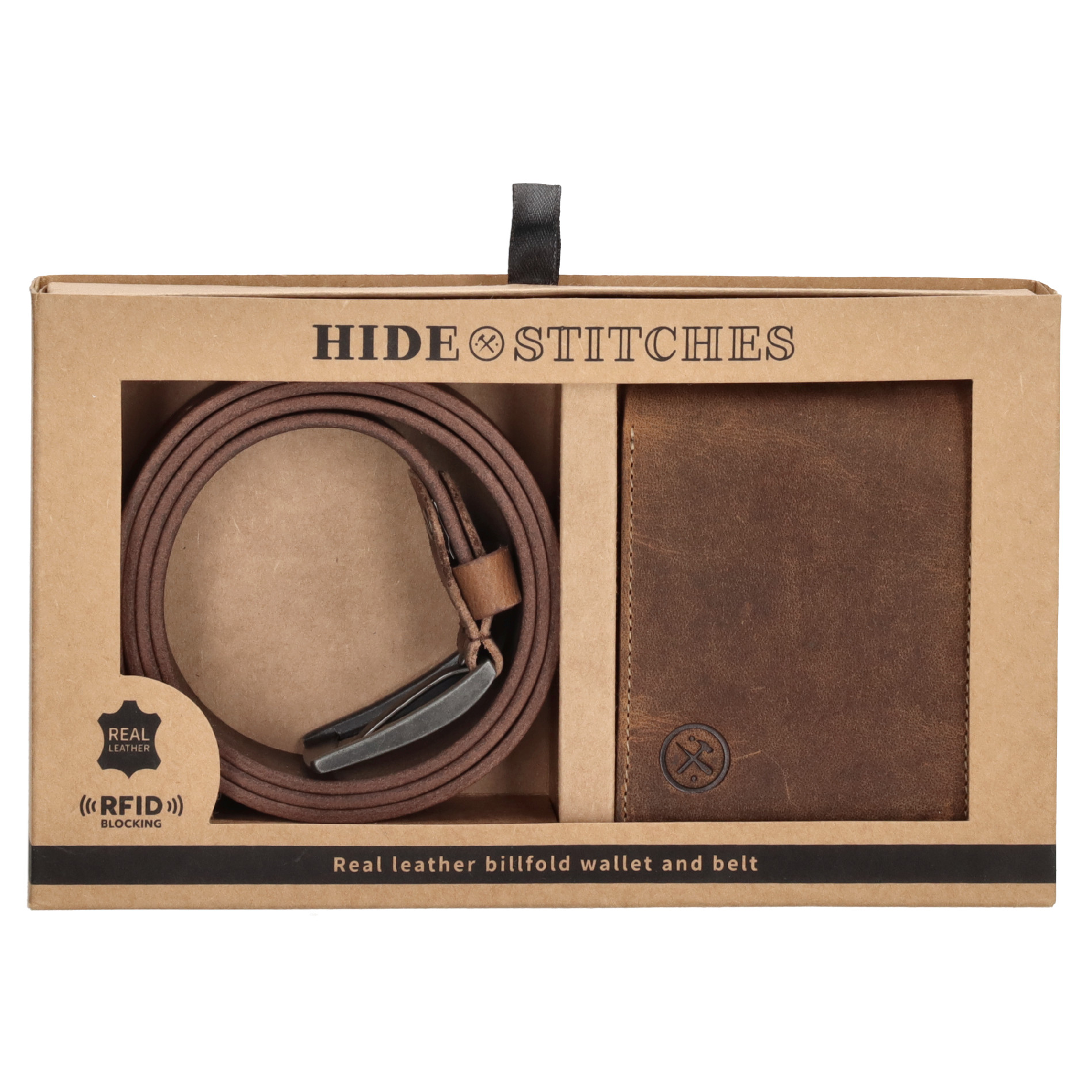 E-shop Darčekový set opasok a peňaženka Hide & stitches Idaho - hnedý