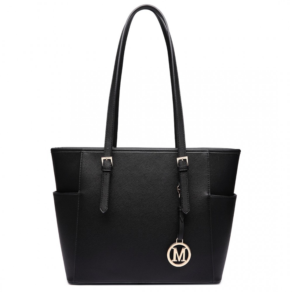 E-shop Miss Lulu dámska elegantná kabelka LT2141 - čierna - 35 cm