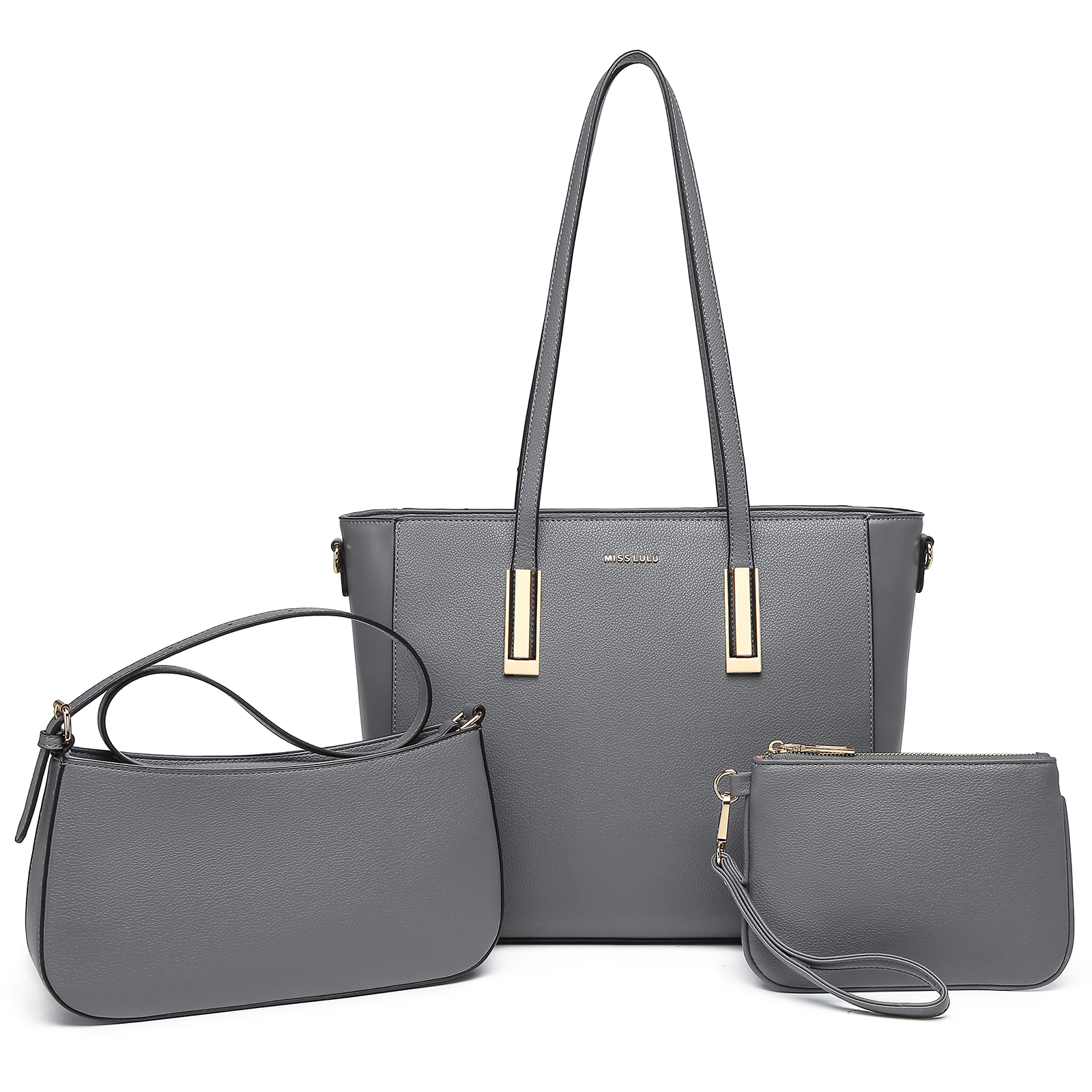 E-shop Miss Lulu 3-dielna súprava tašiek - shopperka, crossbody kabelka a kozmetička LD2218 - šedá