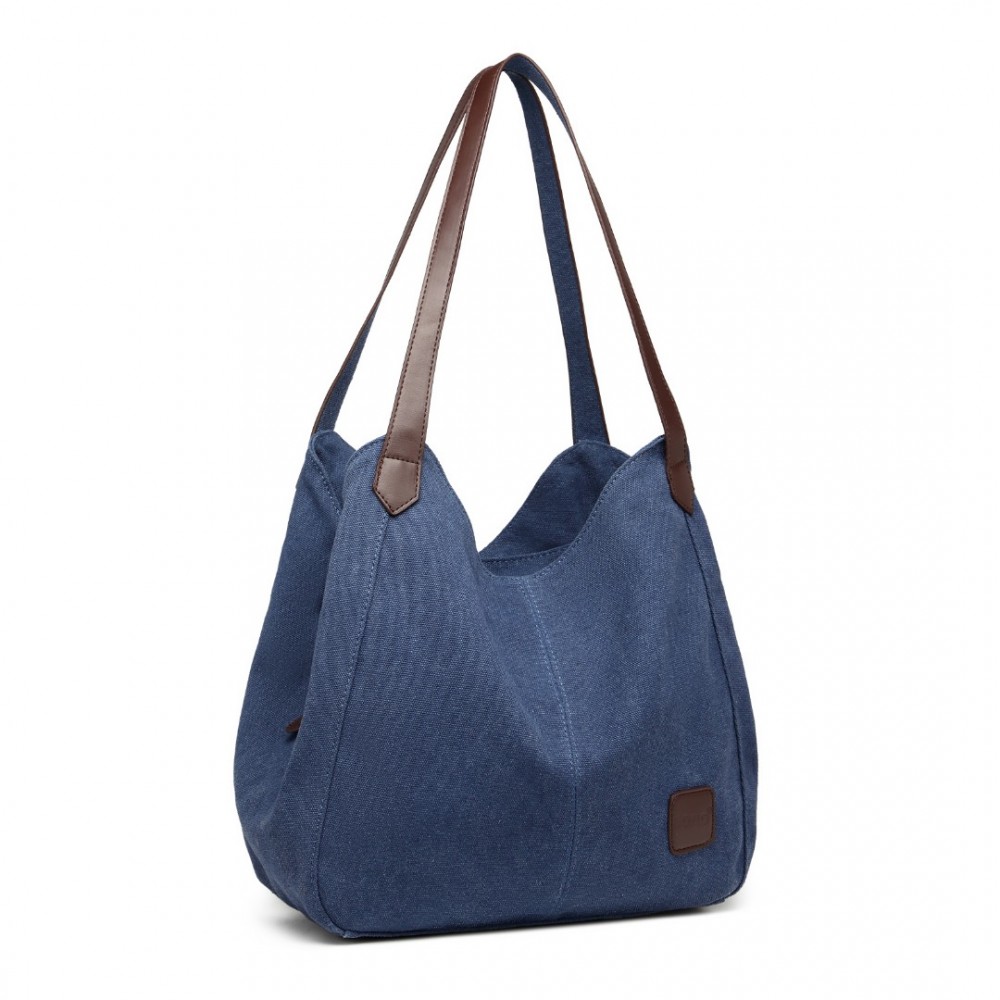 Dámska taška na rameno canvas Kono Saviora - navy (modrá) - veľkosť L
