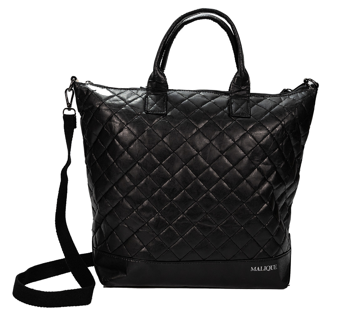 E-shop Malique dámska dizajnová papierová taška MA-D1058 - čierna - 32 cm