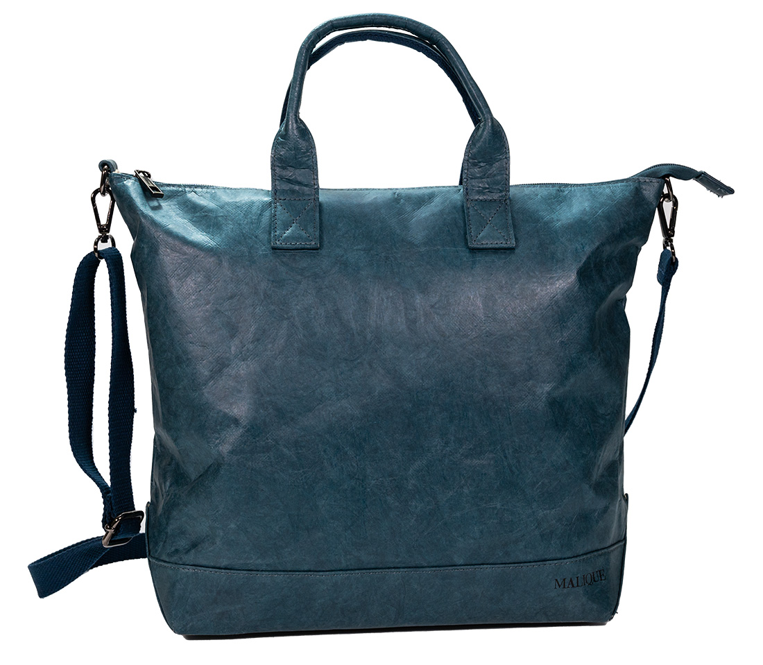 E-shop Malique dámska dizajnová papierová taška D1047 - modrá oceán - 32 cm