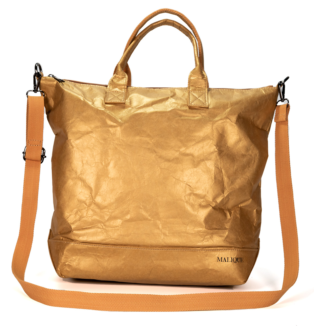 E-shop Malique dámska dizajnová papierová taška D1113 - zlato žltá - 32 cm