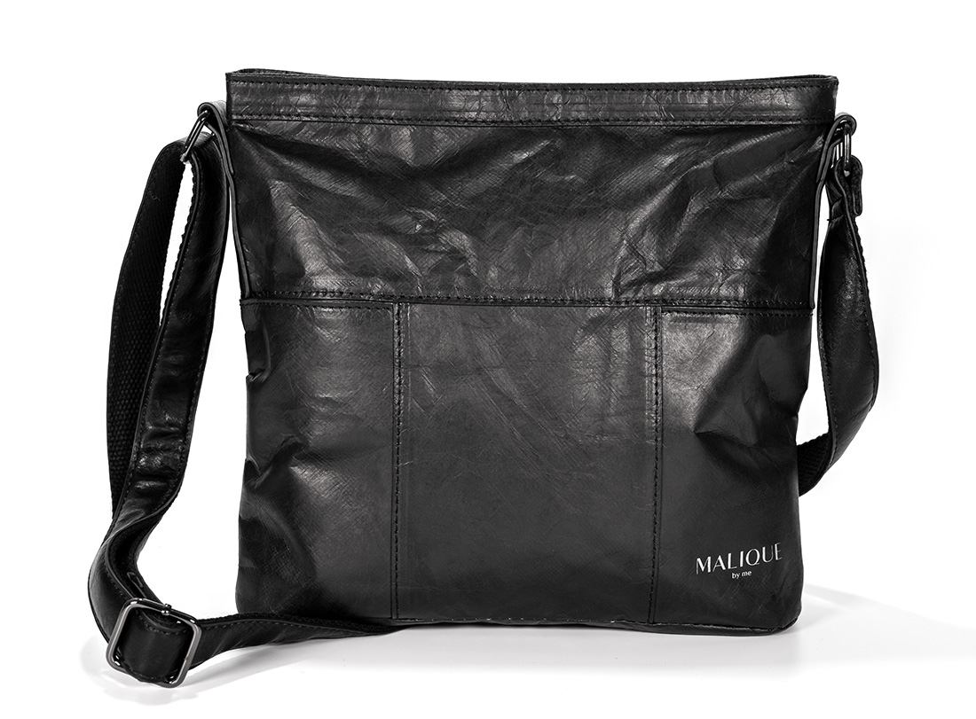 E-shop Malique dámska dizajnová papierová crossbody kabelka D1092A - čierna - 25 cm