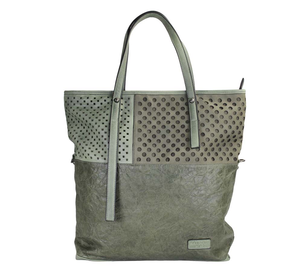 E-shop Malique kombinovaná papierová taška shopperka A599 - Zelená