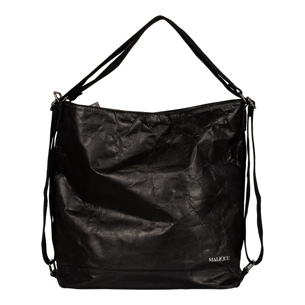 E-shop Malique dámska dizajnová papierová taška a batoh v jednom D1065 - čierna - 19L