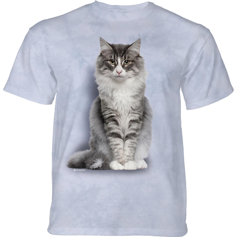E-shop Pánske batikované tričko The Mountain - Sediaca mačka - modré