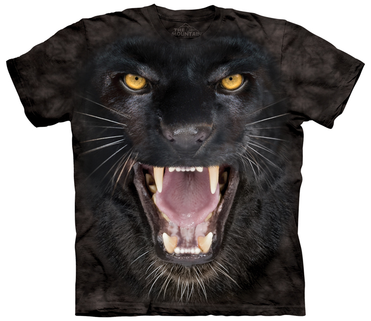 E-shop Pánske batikované tričko The Mountain - Agresívny panter- čierne