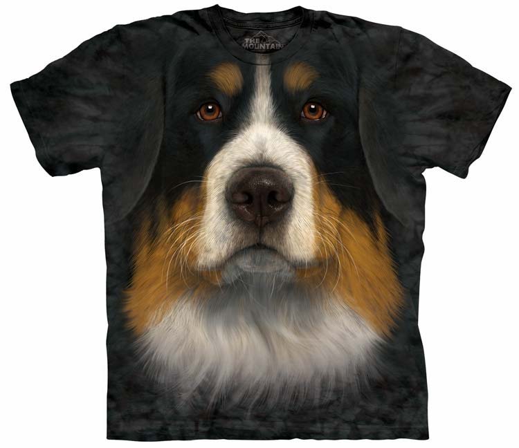 E-shop Pánske batikované tričko The Mountain - Bernský salašnícky pes- čierne