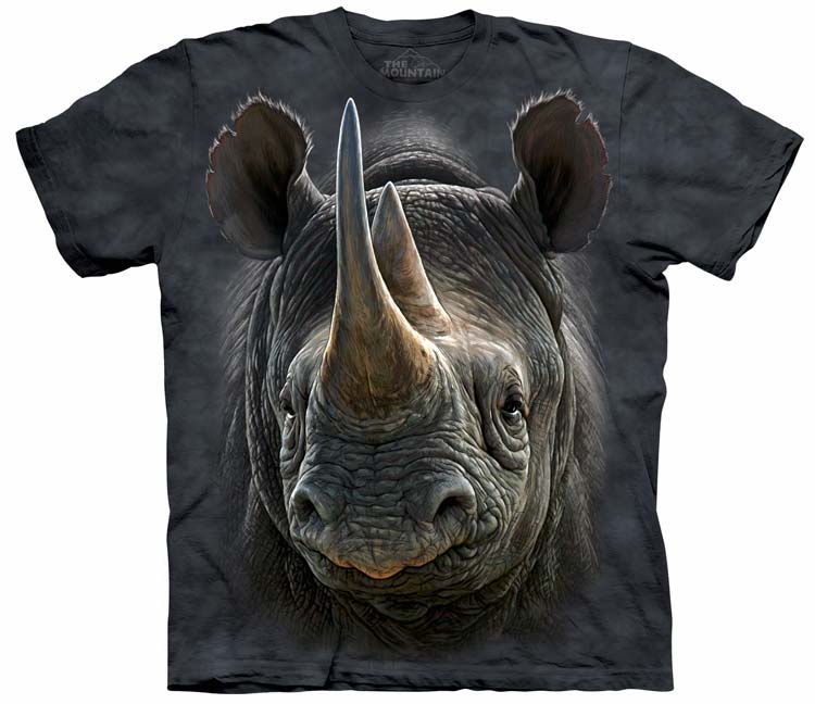 E-shop Pánske batikované tričko The Mountain - Čierny nosorožec- čierne