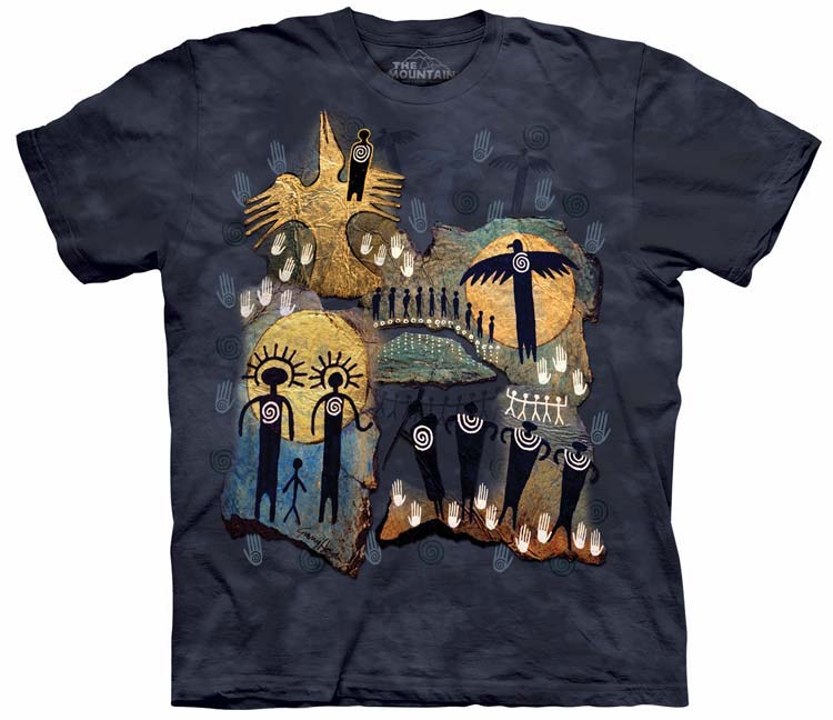 E-shop Pánske batikované tričko The Mountain - Domorodé umenie - čierne