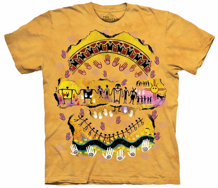 E-shop Pánske batikované tričko The Mountain - Domorodé umenie - žlté