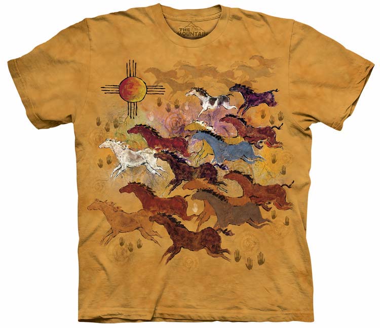 E-shop Pánske batikované tričko The Mountain - Domorodé umenie - hlinené