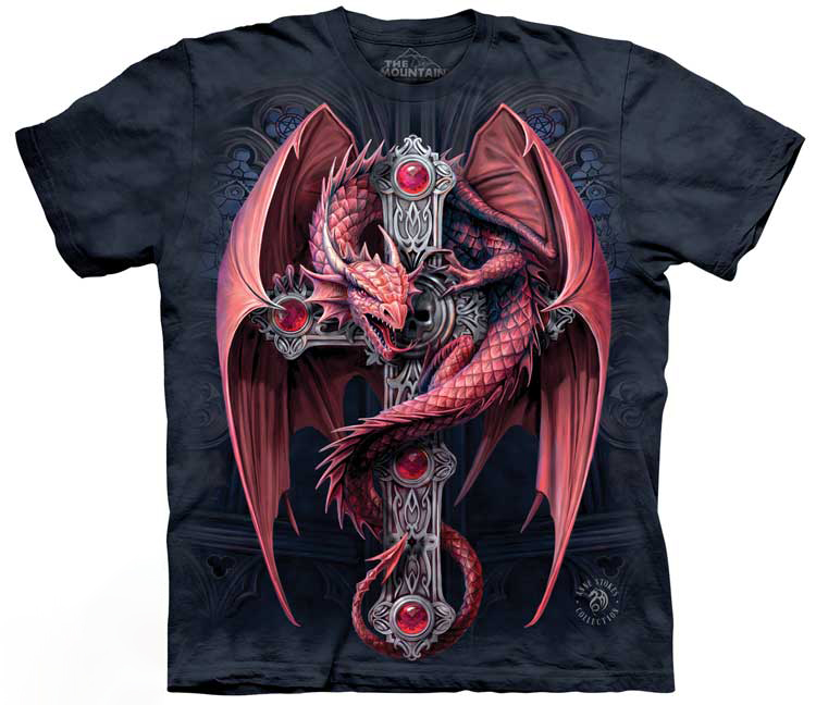 E-shop Pánske batikované tričko The Mountain - Gotický ochranca- čierne