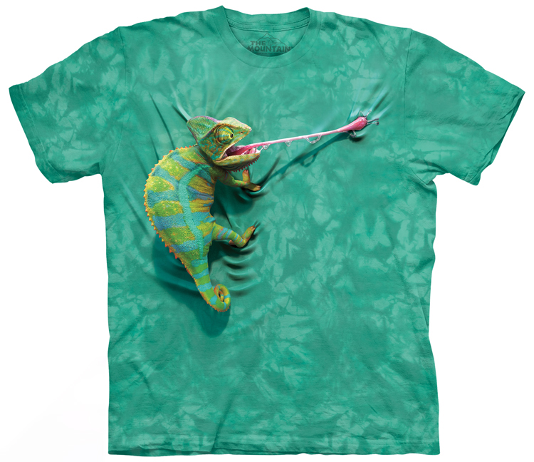 E-shop Pánske batikované tričko The Mountain - Chameleón- zelené