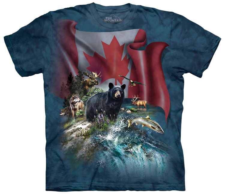 E-shop Pánske batikované tričko The Mountain - Kanada- modré