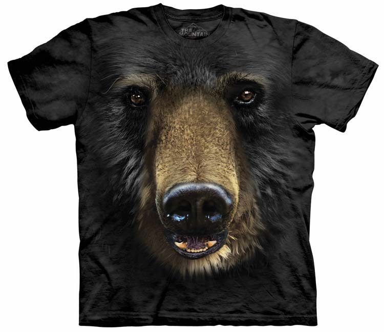 E-shop Pánske batikované tričko The Mountain - Medvedia tvár- čierne