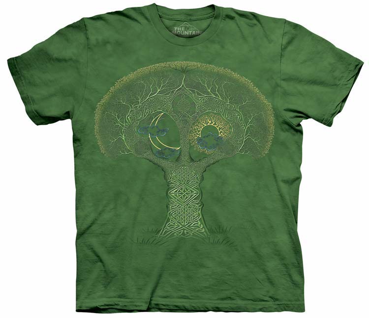E-shop Pánske batikované tričko The Mountain - Mierový strom- zelené