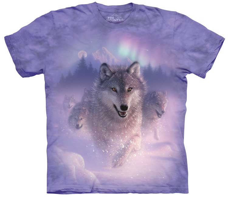 E-shop Pánske batikované tričko The Mountain - Polárna žiara -fialové