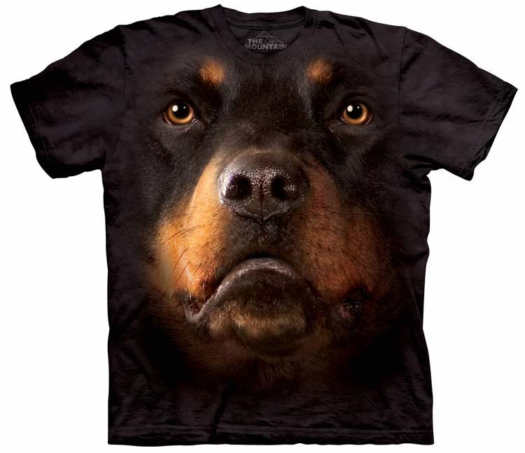Pánske batikované tričko The Mountain - Rottweiler face- čierne Veľkosť: S