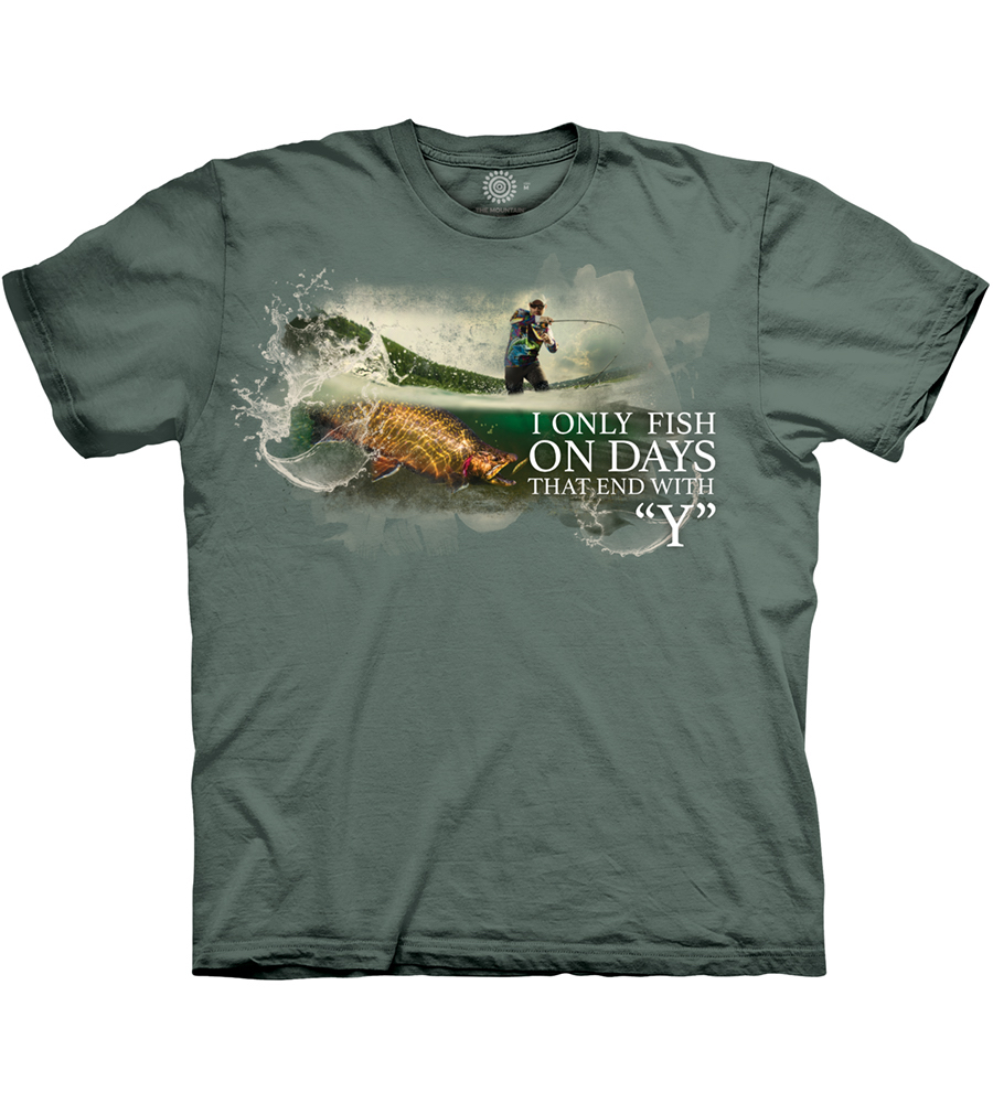 E-shop Pánske batikované tričko The Mountain - Rybárčim každý deň- zelené