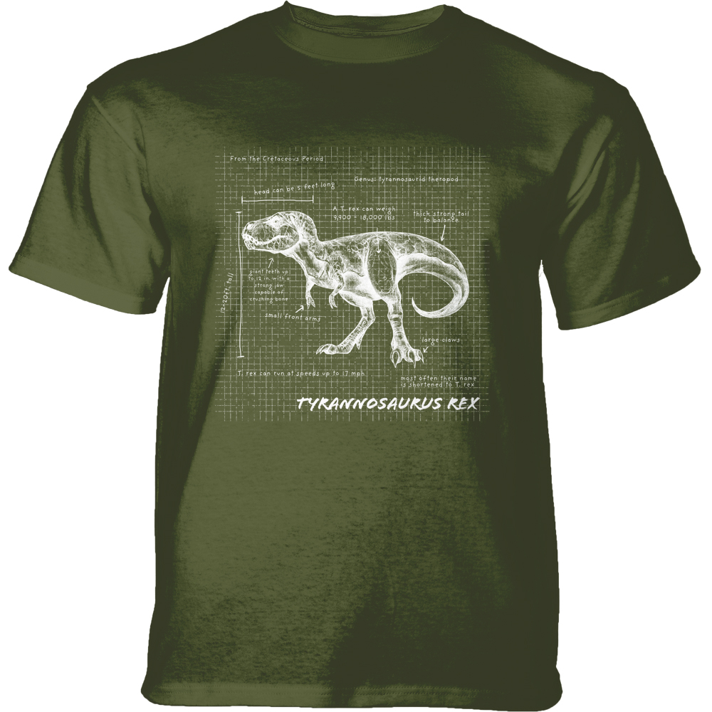 E-shop Pánske batikované tričko The Mountain - T-REX Fact Sheet- zelené