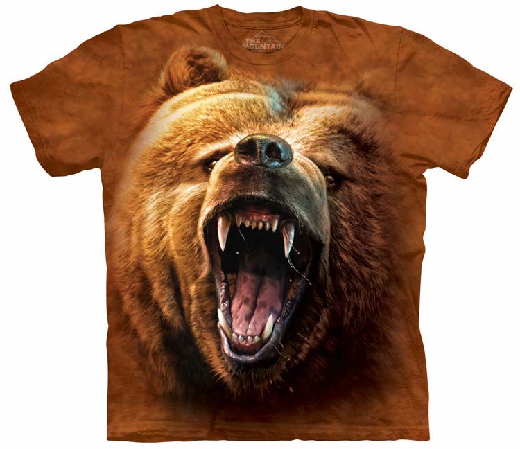 E-shop Pánske batikované tričko The Mountain - Revúci medveď - hnedé