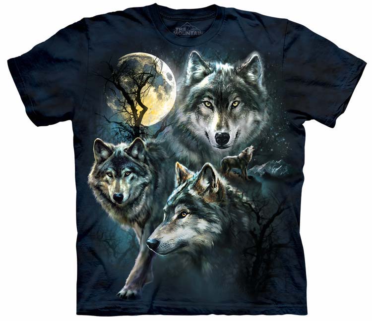E-shop Pánske batikované tričko The Mountain - Vlčí mesiac- čierne