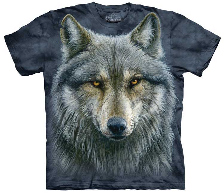 E-shop Pánske batikované tričko The Mountain - Vlk bojovník- modré