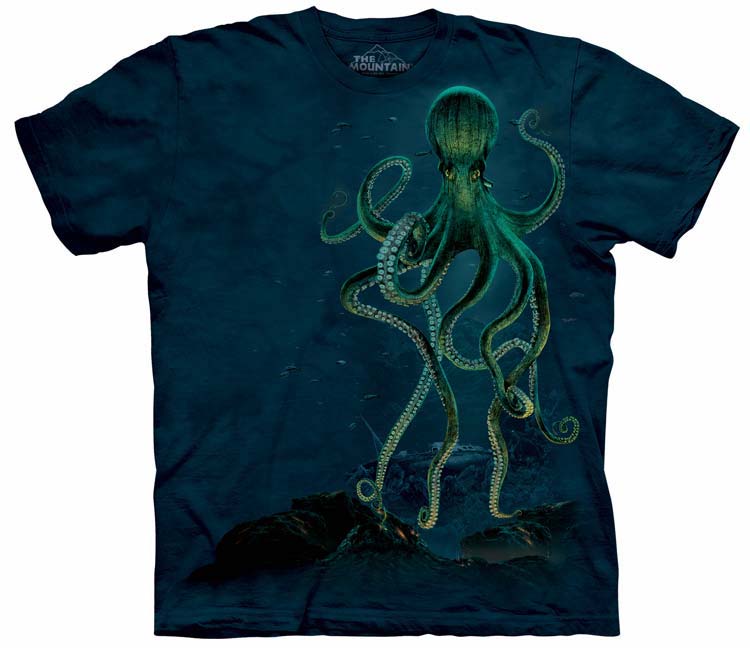Pánske batikované tričko The Mountain - Octopus- zelená chobotnica-zelené Veľkosť: XXXL